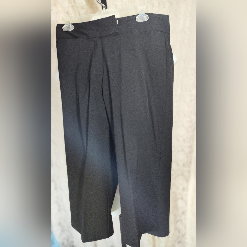 Ava & Grace Rich Black Cropped Wide Leg Dress Pants Size 12 Nwot